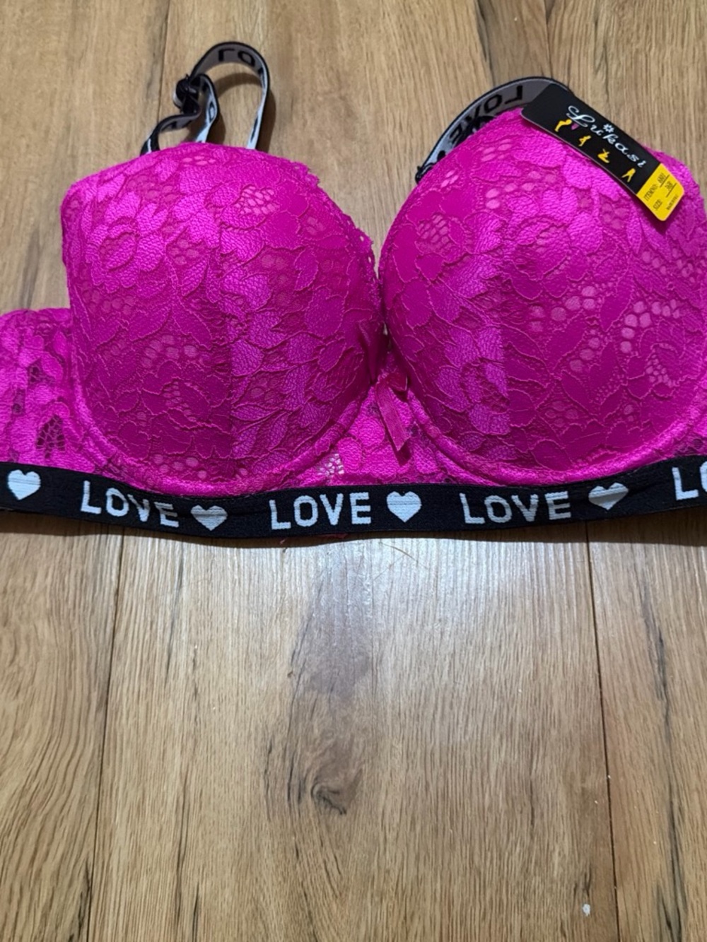 Love Lace Balconette Bra - Hot Pink
